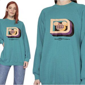 WDW Disney Parks Exclusive Retro "D" Teal Sweatshirt - Adult Size XL - NWT